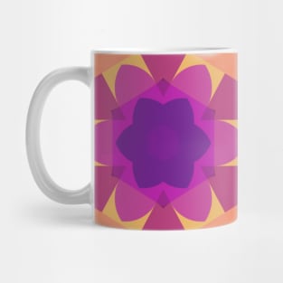 Retro Mandala Flower Pink Yellow Purple and Blue Mug